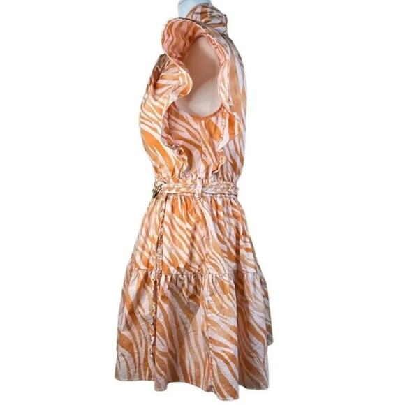 Derek Lam Collective Orange Zebra Cutout Mini Dress size 38 / US 2 MSRP $425 - Picture 7 of 11